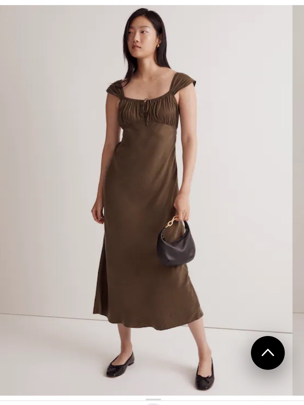 Madewell Square Neck Cap Sleeved Midi Dress